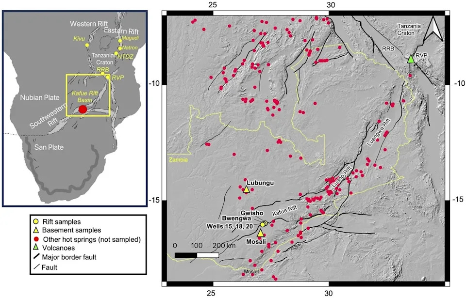 Map of extensional zone within the Central African Plateau of Zambia (Frontiers in Earth Science 2026)