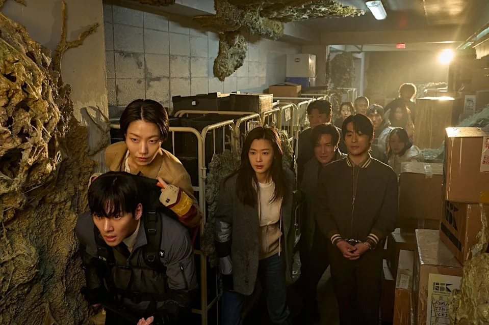 The cast of ‘Colony’, led by Jun Ji-hyun as Professor Kwon Se-jeong, marks the actress’ return to the big screen after more than a decade. — Picture courtesy of Showbox