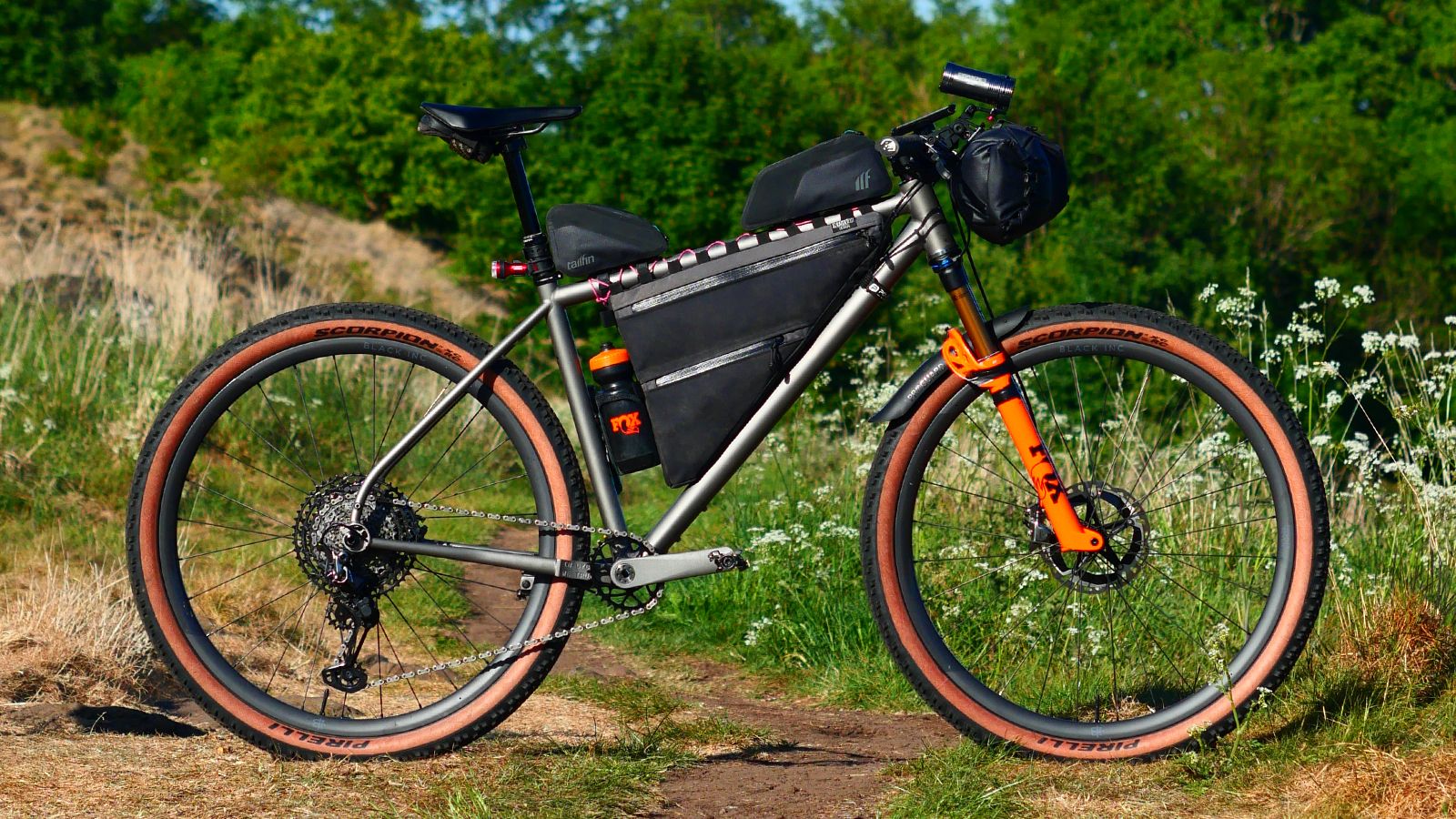 Gloria All Terrain bike loaded up with bikepacking gear