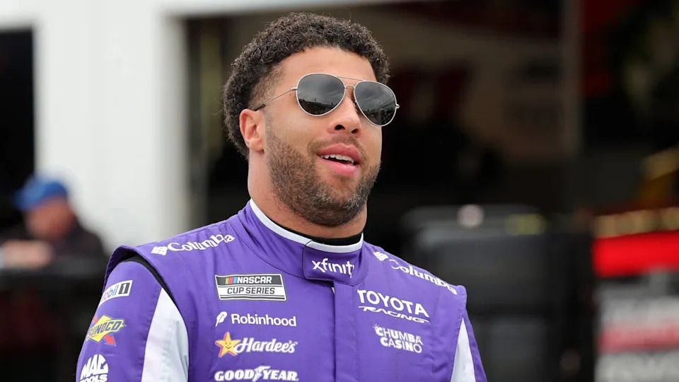 Feb 11, 2026; Daytona Beach, Florida, USA; NASCAR Cup Series driver Bubba Wallace (23) during practice for the Daytona 500 at Daytona International Speedway. Mandatory Credit: Mike Dinovo-Imagn Images© Mike Dinovo-Imagn Images