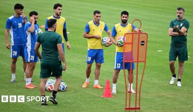 Members of the Iran squad pictured training for the World Cup in Antalya