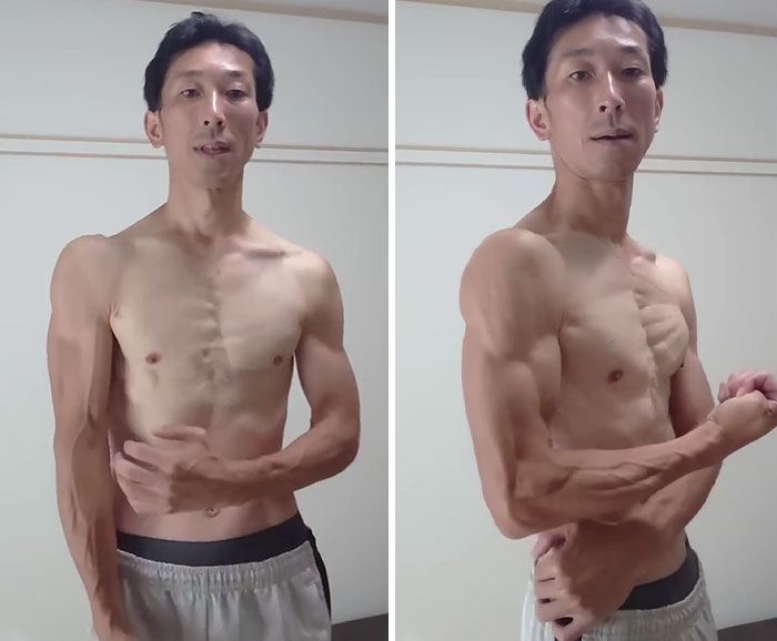 Before transformation: Japanese YouTuber's lean physique from Saitama routine