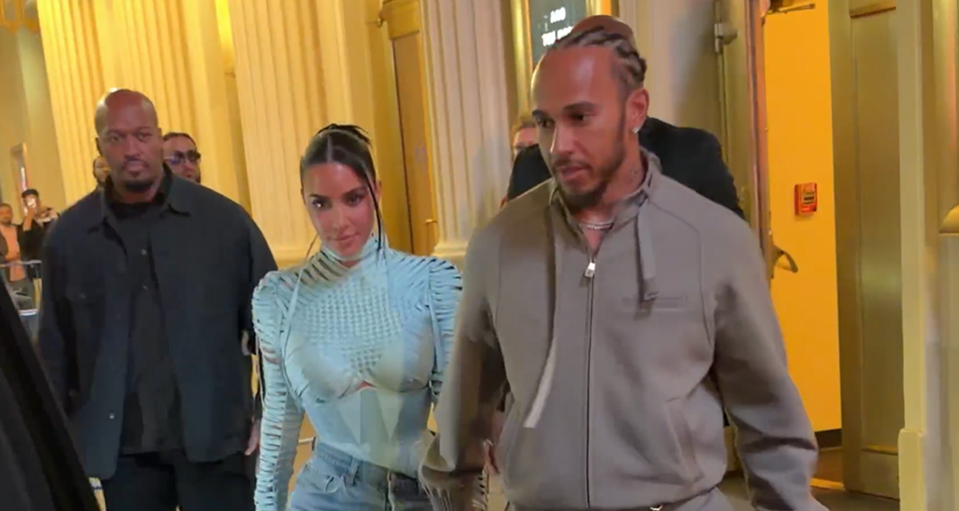 Kim Kardashian Holds Hands With Lewis Hamilton While Leaving Her Broadway Show