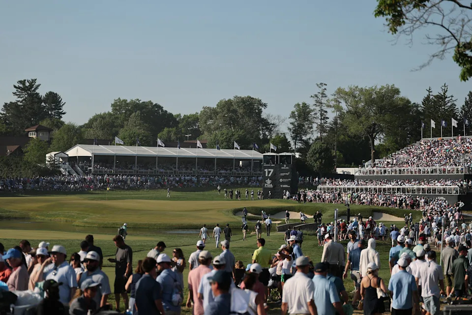 The 17th green during the final round of the PGA Championship at Aronimink Golf Club.
