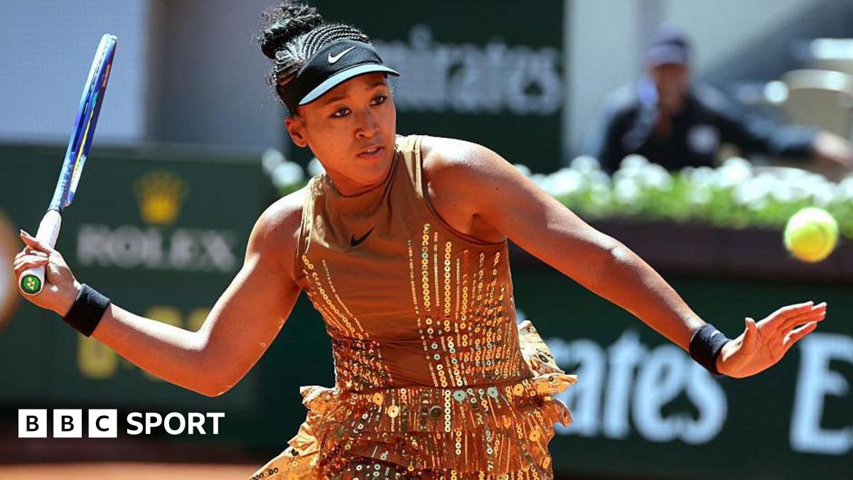 Naomi Osaka wears a gold sequined dress in the first round at the French Open