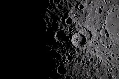 Overlapping craters along the lunar terminator - Artemis 2 - ART002-E-20764