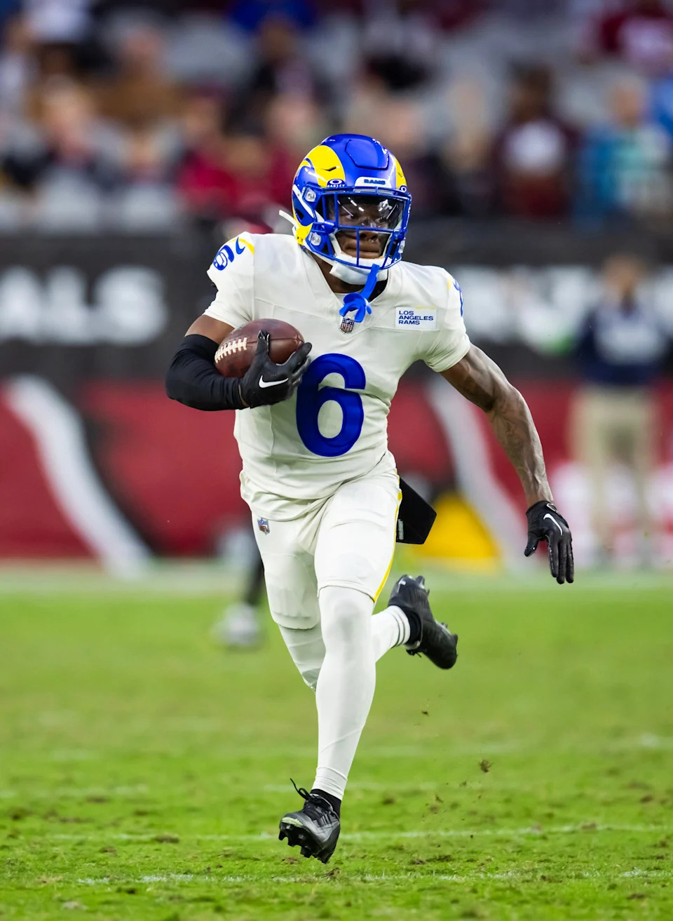 Nov 26, 2023; Glendale, Arizona, USA; Los Angeles Rams cornerback Tre Tomlinson (6) against the Arizona Cardinals at State Farm Stadium. Mandatory Credit: Mark J. Rebilas-USA TODAY Sports