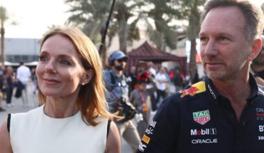 Geri Halliwell-Horner and husband Christian Horner in F1 Bahrain paddock 2024