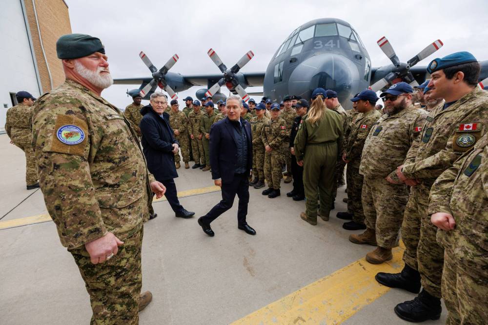 MIKE DEAL / FREE PRESS
Finance Minister François-Philippe Champagne visited Canadian Forces Base, 17 Wing, Monday morning where he talked about the government’s new investments in the defence sector.