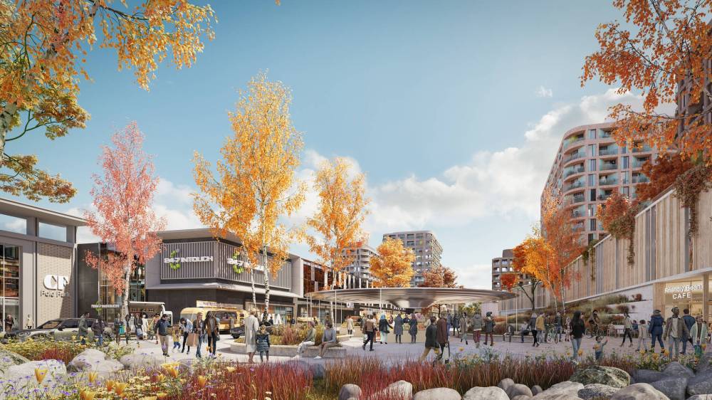 SHINDICO RENDERINGS
In 2023, Shindico Realty and Cadillac Fairview shared their joint vision for an 84-acre development north of CF Polo Park, which included apartment towers, retail space and parks near the shopping mall.