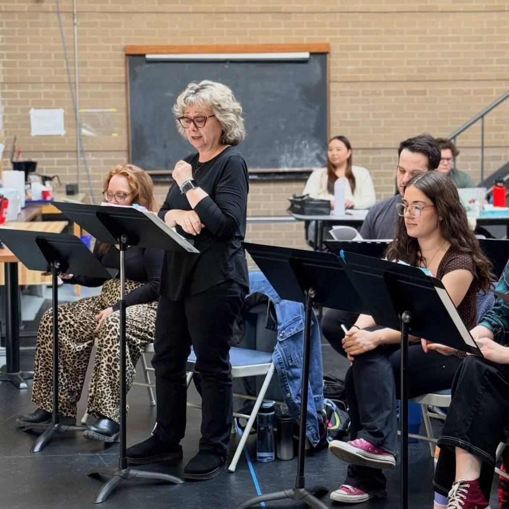 Supplied
Debbie Maslowsky prepares for her role as Kimberly with Michele Shuster, Ben Krawchuk and Sophie Vermeylen (with apprentice choreographer Katelyn Mestito-Dao in the background).