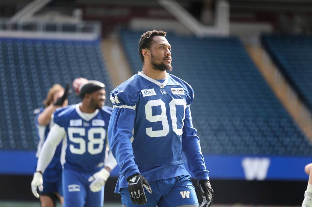 Ruth Bonneville Free Press
De’Shaan Dixon, at Winnipeg Blue Bombers training camp on Monday, is willing to accept any role that’s offered.