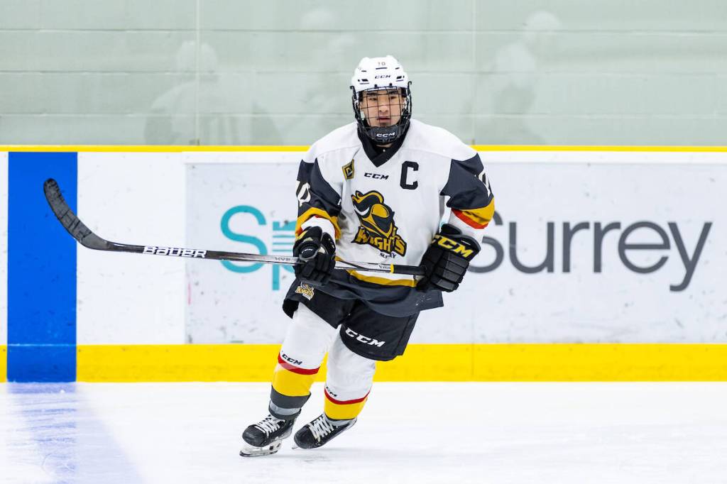Surrey Knights captain Alistair Lau on the ice during a Pacific Junior Hockey League game. (David Stevens/Contributed to Surrey Now-Leader)