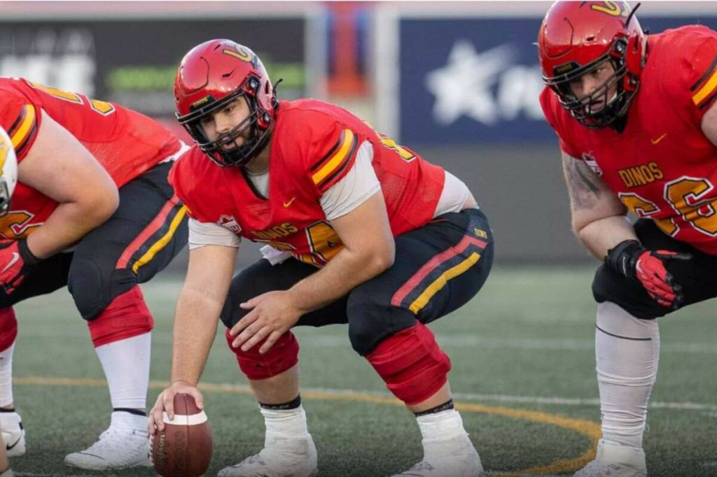 Former Vernon Panthers offensive lineman Brady Szeman has been a stalwart at centre on the University of Calgary Dinos for the past three seasons. He was taken in the fourth round of the CFL Entry Draft Tuesday, April 28, by the Hamilton Tiger-Cats. (U of C athletics)