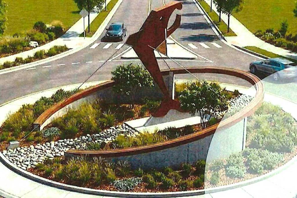 A salmon-in-motion sculpture coming to the Lickman roundabout. (City of Chilliwack)