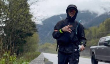 Carter Armstrong, 23, early into his run from Vancouver to Dryden, Ont., to raise a goal of $100,000 for the Canadian Mental Health Association. (Photo courtesy Carter Armstrong/Facebook)