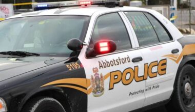 A pedestrian was struck at the intersection of Simon Avenue and Emerson Street in Abbotsford on May 1, 2026.
