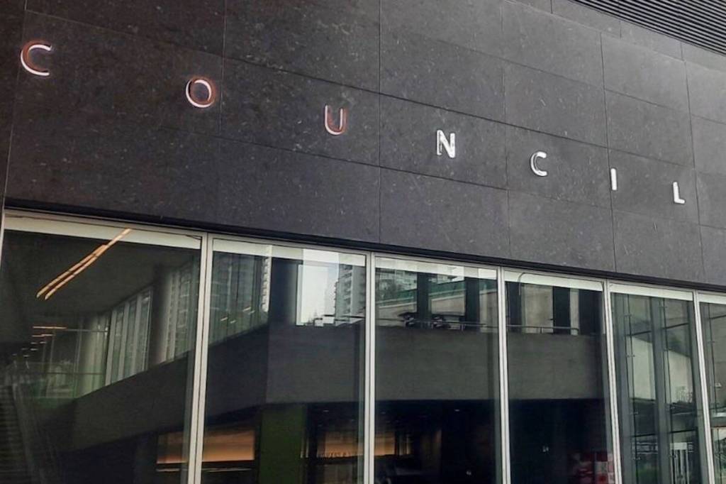 Outside Surrey council chambers, inside City Hall. (Tom Zytaruk/Surrey Now-leader file)