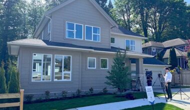 Outside the 2026 PNE Prize Home in North Surrey on May 5, 2026, at 10100 Elderberry Crescent. (Tom Zillich/Surrey Now-Leader)