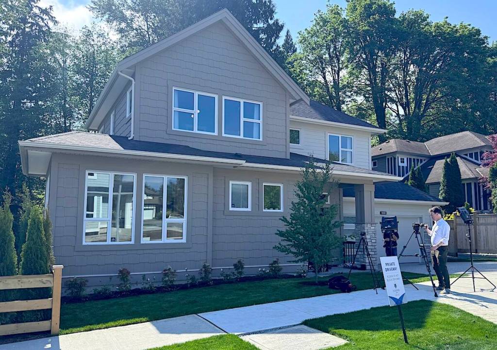 Outside the 2026 PNE Prize Home in North Surrey on May 5, 2026, at 10100 Elderberry Crescent. (Tom Zillich/Surrey Now-Leader)