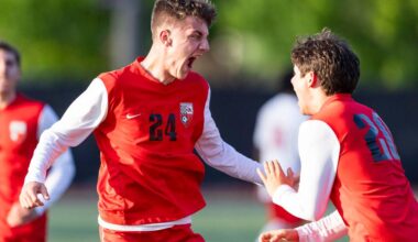 Snohomishs Morgan Hereth reacts after scoring during the first half of the loser-out 3A district playoff game against Mountlake Terrace on Thursday, May 7, 2026 in Snohomish, Washington. (Olivia Vanni / The Herald)