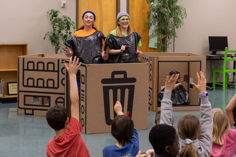 Arthur MacKinnon photo
Maggie Koreen and Aileen Audette are recyclables in Adventures From the Vending Machine.