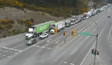 A multi-vehicle incident closes the Malahat in the early hours of May 8. (Drive BC)