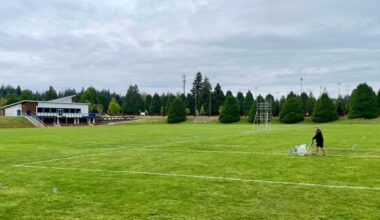 Preparation was underway on Friday (May 8) for the BC Rugby senior club finals, which happen all day Saturday, May 9 at South Surrey Athletic Park. (Tricia Leslie photo/Peace Arch News)