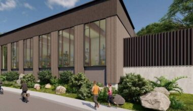 Artist&rsquo;s drawing of proposed sewer heat recovery building at 128 Street and 110 Avenue. (surrey.ca)