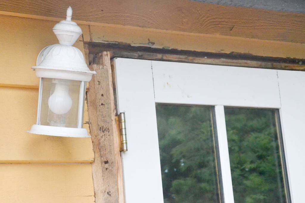 Wood around the back doorway is crumbling. (Matthew Claxton/Langley Advance Times)