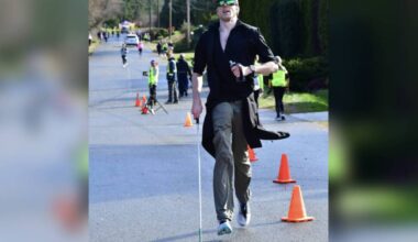 Richard Harlow, a visually impaired runner, competed at the Bastion 12K race earlier this year. He will run again independently at the Oceanside Mother&rsquo;s Day 5K Run/Walk and 10K race on Sunday, May 10. (Facebook photo)