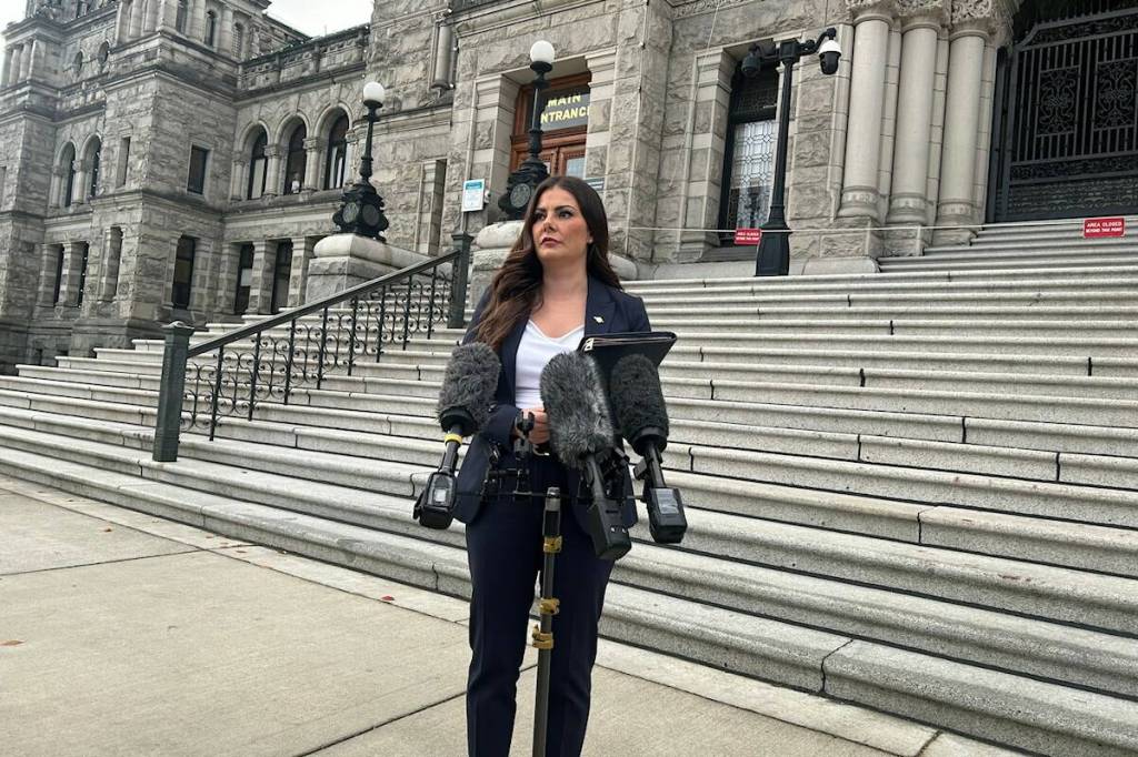 MLA Amelia Boultbee announced her exit from the B.C. Conservative caucus on Oct. 20, 2025. Despite her exit, her party membership remained active, at least until her vote to send a Freedom of Information bill to the committee stage saw it canceled. (Mark Page / Black Press)