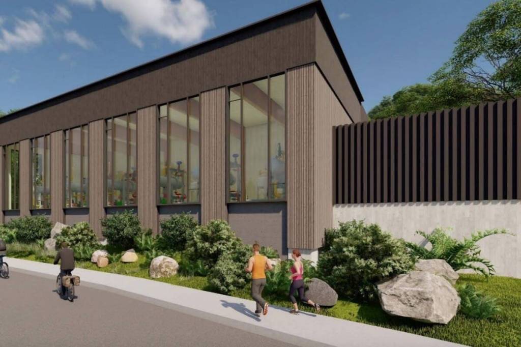 Artist&rsquo;s drawing of proposed sewer heat recovery building at 128 Street and 110 Avenue. (surrey.ca)