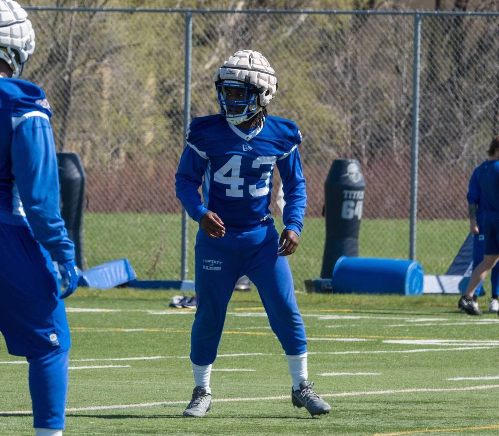 MIKE DEAL / FREE PRESS FILES
Winnipeg Blue Bombers picked up defensive lineman Kemari Munier-Bailey from Birmingham, England, in last year’s CFL Global Draft.