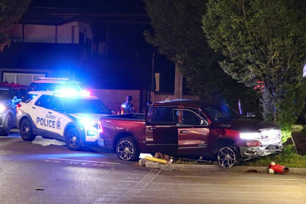 Police responded to a wellness check at around 1:20 a.m. at the request of a person concerned about the well-being of their friend. Officers located what they described as a &ldquo;potential vehicle of interest&rdquo; in the 12800 block of 76 Ave. (1st Due Media/ Contributed to Surrey Now-Leader)