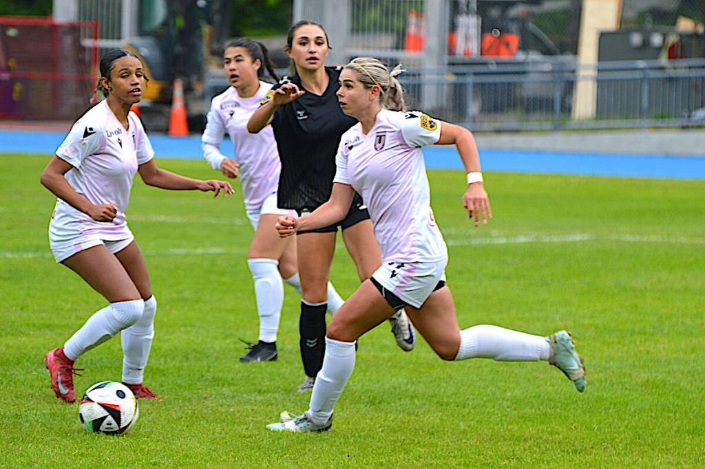 Action during a Unity FC-hosted soccer match at Bear Creek Park Stadium in Surrey on Wednesday, May 13, 2026. (Tom Zillich/Surrey Now-Leader)