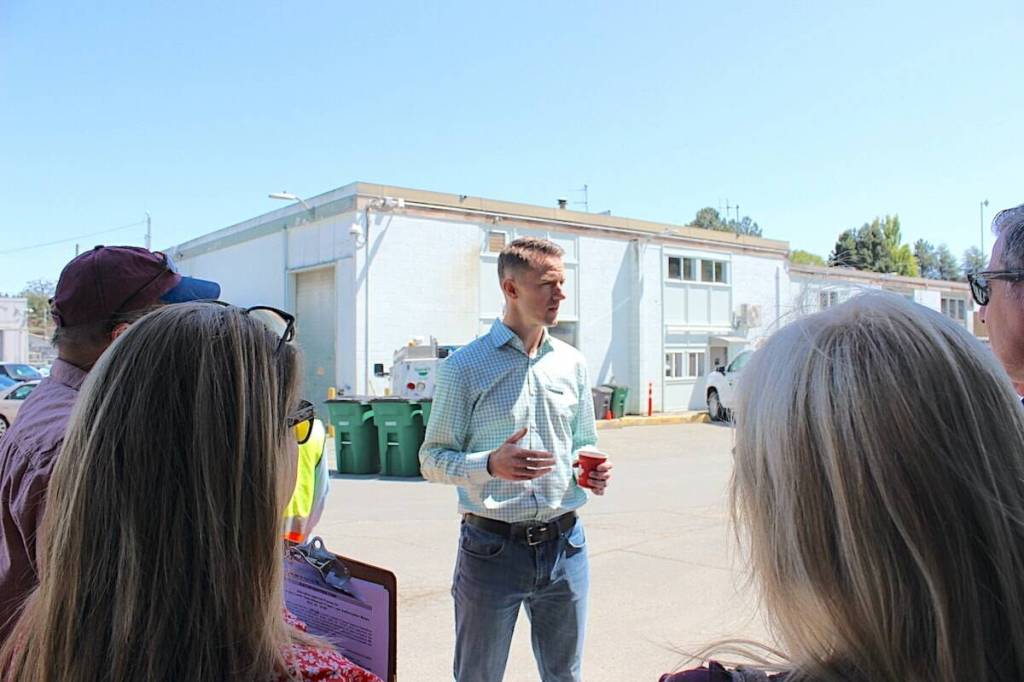 Saanich director of engineering Harley Machielse fields questions from members of the public at an open house at the Saanich Operations Centre. (Liam Razzell/Saanich News file photo)