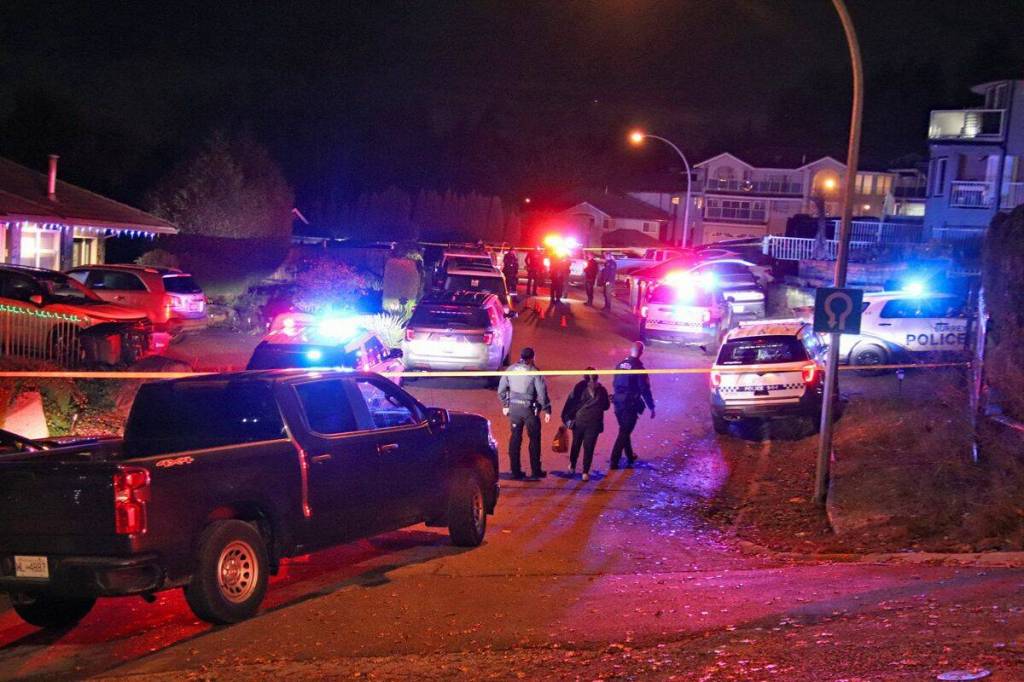 Police were called to a shooting at around 9 p.m. on Nov. 23, 2025, at a home in the 12100 block of 101B Avenue. A man has now been charged in connection with the shooting. (1st Due Media/ Contributed to Surrey Now-Leader file)