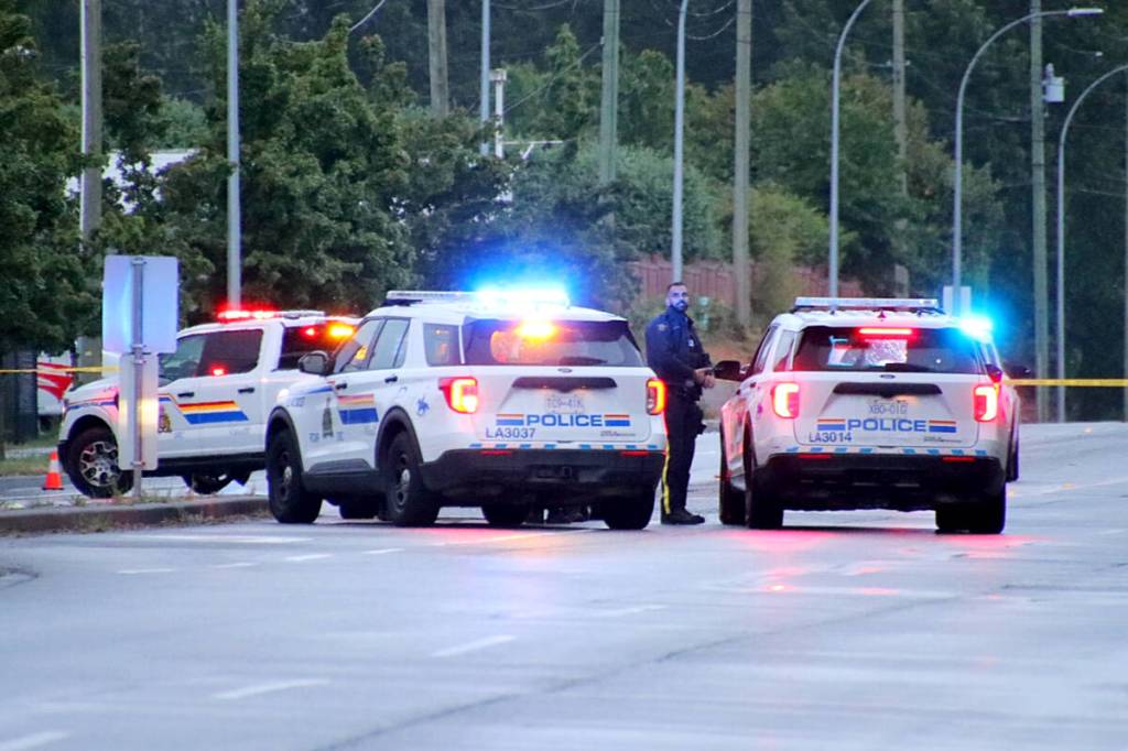 Langley RCMP are investigating a fatal hit-and-run incident on Fraser Highway on Saturday, May 16, 2026. (1st Due Media/Special to Langley Advance Times)