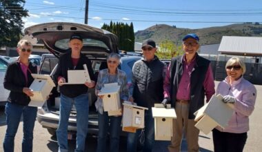 North Okanagan Naturalists&rsquo; Club members receive a nest box delivery from Venture Training. (Submitted photo)