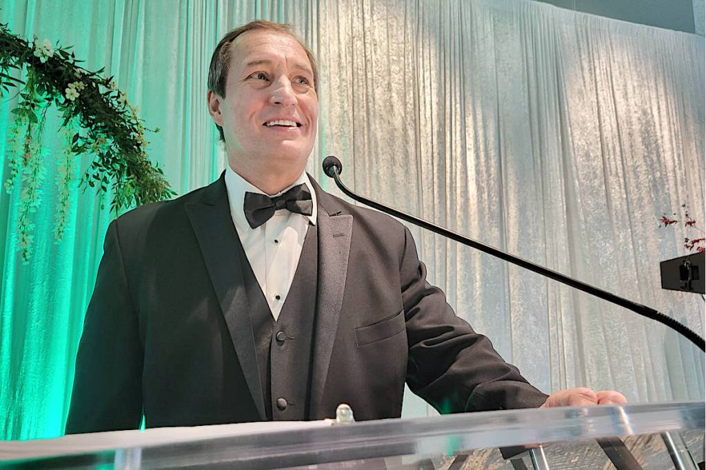 Global TV&rsquo;s Mark Madryga, pictured at a recent hospital fundraiser in Langley, will emcee Surrey Food Bank&rsquo;s Fill the Bay community event on Thursday, May 21, 2026. (Dan Ferguson/Langley Advance Times)