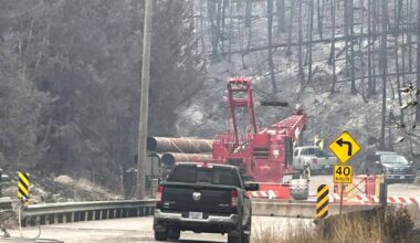 The Holding Bridge by the Flume Trail in Tsútswecw Park was damaged in the Bush Creek East wildfire in Aug. 28, 2023. (Matt Zimmer/Facebook photo)