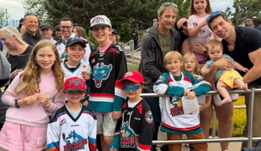 Fans big and small came out to see the arrival of the Memorial Cup in Kelowna on May 21, 2026. (Brittany Webster/Black Press)