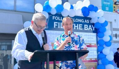 Fill the Bay event co-hosts Howard Blank, left, and Mark Madryga at Surrey Food Bank&rsquo;s warehouse in Newton on Thursday, May 21, 2026. (Tom Zillich/Surrey Now-Leader)