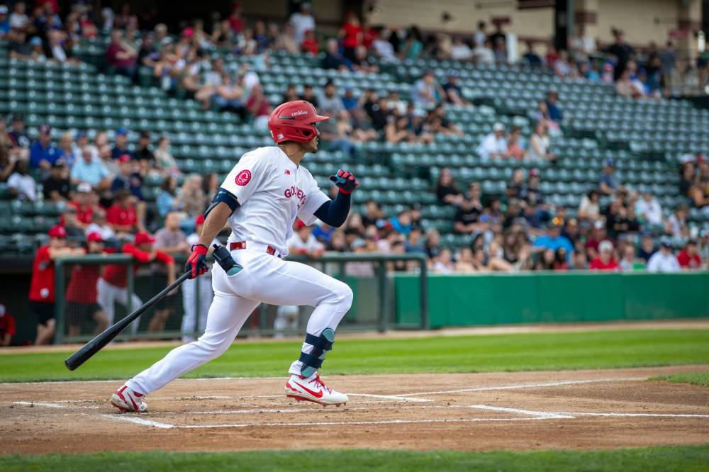 BROOK JONES / FREE PRESS FILES
Winnipeg Goldeyes outfielder Roby Enriquez said it’s a lot of fun being part of a club with so many different players from around the world.