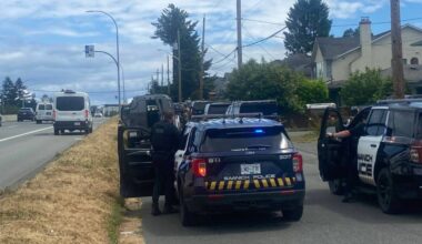 Police said several people entered the residence in the 100 block of Battleford Avenue on May 26 and refused to leave. (Saanich News/Bailey Seymour)