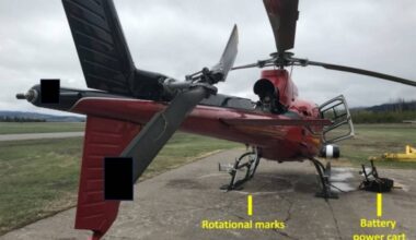 The Mustang Helicopters Airbus AS 350 B3 involved in a fatal ground maintenance incident on May 6, 2023. (Transportation Safety Board of Canada)