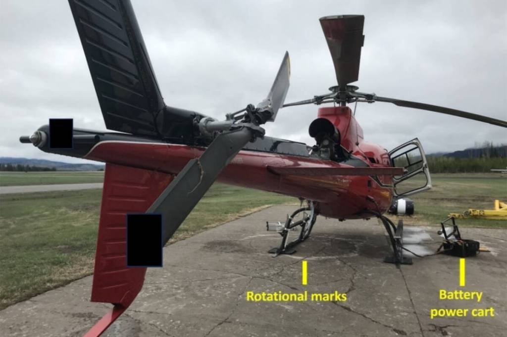 The Mustang Helicopters Airbus AS 350 B3 involved in a fatal ground maintenance incident on May 6, 2023. (Transportation Safety Board of Canada)