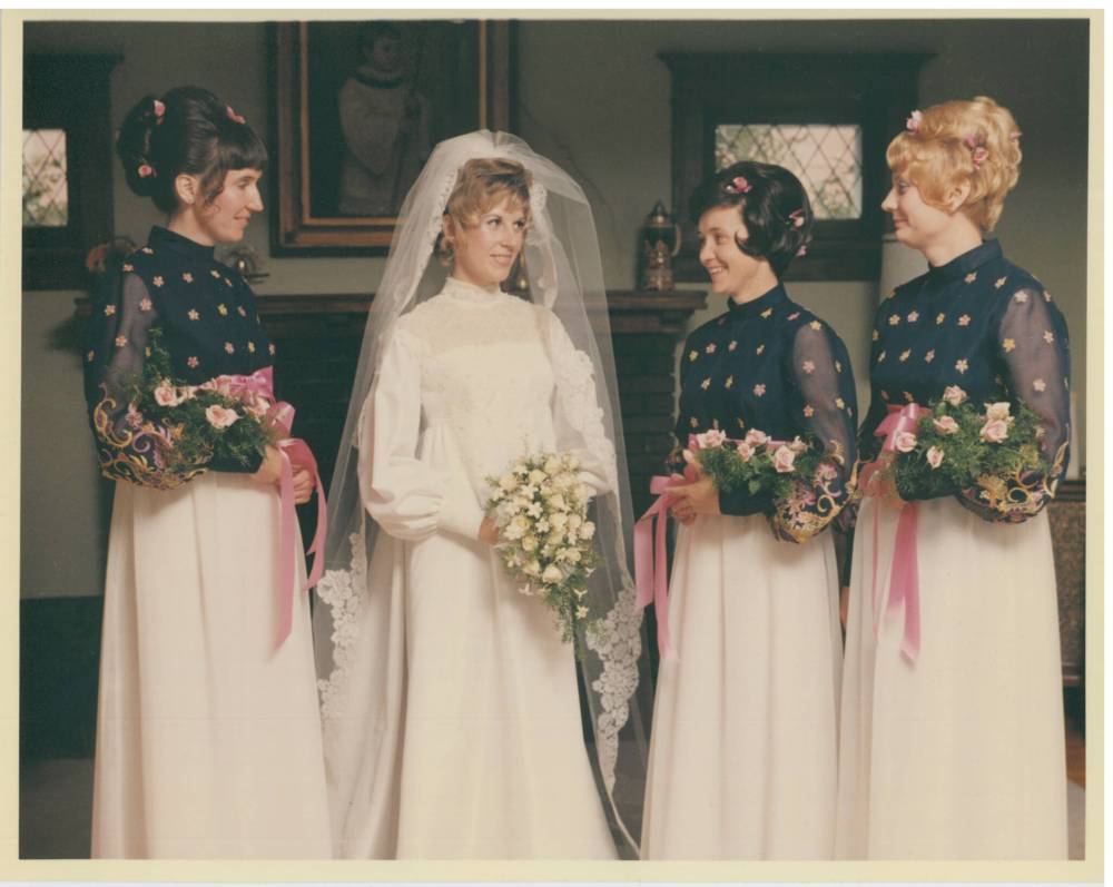 Margaret Van Benthem and her bridesmaids at her 1971 wedding. (Supplied)