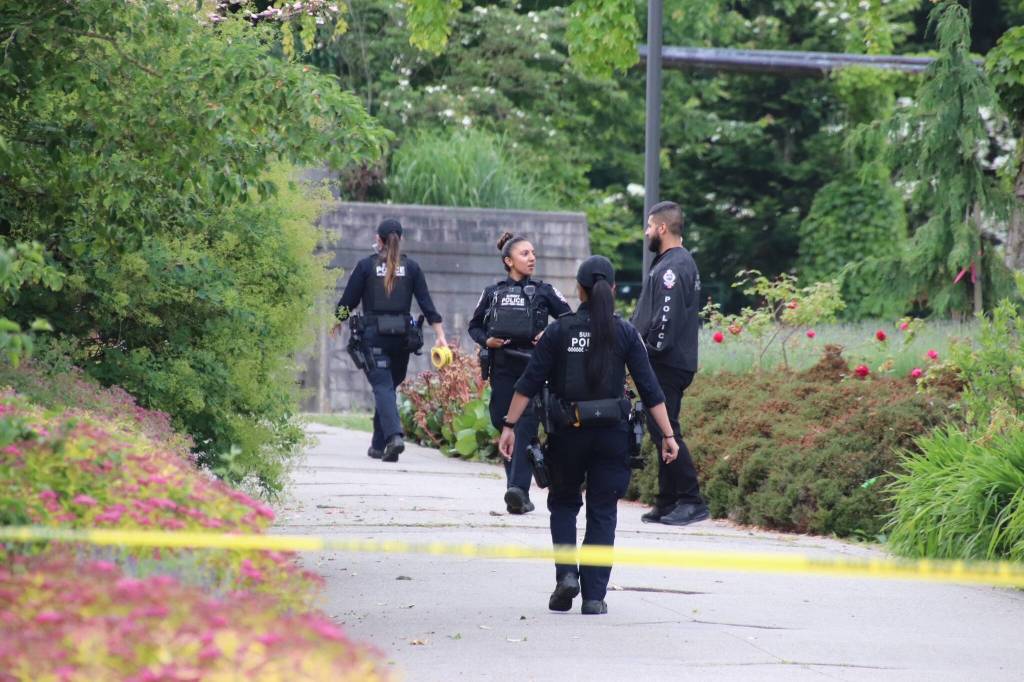 The scene of a police incident in Surrey on Friday, May 29, where a man was shot dead by police after reportedly stabbing two people – one fatally. IHIT and B.C.&rsquo;s independent police watchdog are now investigating. (1st Due Media/Contributed to Surrey Now-Leader)